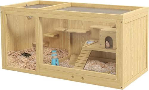 BingoPaw Hamsterkäfig Holz Kleintierkäfig Nagerkäfig Mäusekäfig mit klappbarem Deckel, 80 x 40 x 40 cm Natur BingoPaw Hamsterkäfig Holz Kleintierkäfig Nagerkäfig Mäusekäfig mit klappbarem Deckel, 80 x 40 x 40 cm Natur von BingoPaw