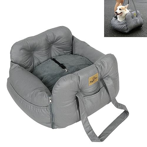 BingoPaw Hundeautositz Kleine Mittlere Hunde, 3 in 1 Hunde Autositz Reise Hundetasche Hundebett, Hundeautositz mit Sicherheitsgurt für Auto Beifahrersitz und Rückbank, 64x43x28cm von BingoPaw