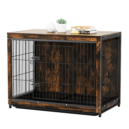 BingoPaw Hundekäfig XXL Hundebox Große Hunde, Hundehütte Indoor Holz mit 2 Gitter Türen und abnehmbares Tablett, Vintage Hundehaus für drinnen und innen, 97x59x75cm BingoPaw Hundekäfig XXL Hundebox Große Hunde, Hundehütte Indoor Holz mit 2 Gitter Türen und abnehmbares Tablett, Vintage Hundehaus für drinnen und innen, 97x59x75cm von BingoPaw
