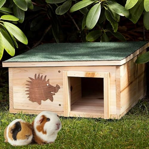 BingoPaw Igelhaus Winterfest Groß XXL: Igelhütte Holz mit Boden & wetterfestem Dach Igelfutterhaus Katzensicher Igel Winterquartier für den Garten von BingoPaw