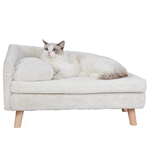 BingoPaw Luxus katzensofa Haustiersofa mit Rückenlehne Plüsch Kissen Holzbeinen, Hundesofa für kleine Hunde, Relaxsessel katzensessel für große Katzen, 70x40x39cm Beige BingoPaw Luxus katzensofa Haustiersofa mit Rückenlehne Plüsch Kissen Holzbeinen, Hundesofa für kleine Hunde, Relaxsessel katzensessel für große Katzen, 70x40x39cm Beige von BingoPaw