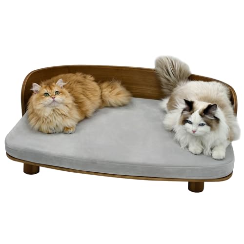 BinoPaw Elegantes Hundesofa mit Holzrahmen, Erhöhtes Haustierbett Katzensofa für Hunde und große Katzen bis 20 kg, 83x57 cm von BingoPaw