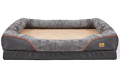 Hundebett aus Memory-Schaum: Orthopädisches, wasserdichtes Haustier-Sofa, waschbar, Nackenrolle, Welpenmatte mit Kissen und abnehmbarem Bezug für extra große Hunde, Größe XXXL, 135 x 100 cm Hundebett aus Memory-Schaum: Orthopädisches, wasserdichtes Haustier-Sofa, waschbar, Nackenrolle, Welpenmatte mit Kissen und abnehmbarem Bezug für extra große Hunde, Größe XXXL, 135 x 100 cm von BingoPaw