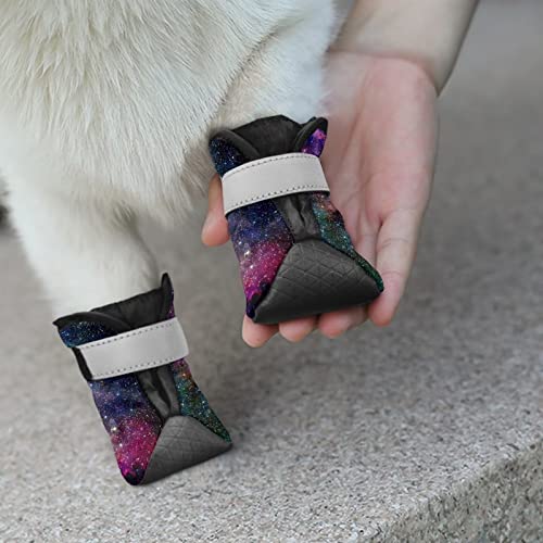 Binienty Galaxy Nebula Hundeschuhe Haustier Stiefel Pfotenschutz Anti-Rutsch Sohlenmatte für Hartholzböden 4er Set von Binienty