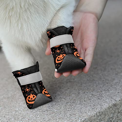 Binienty Halloween Kürbis Spinne Hundeschuhe Pfotenschutz 4 Pack Hundeschuhe für kleine bis große Hunde Camouflage Anti-Rutsch-Sohle Haustierschuhe von Binienty