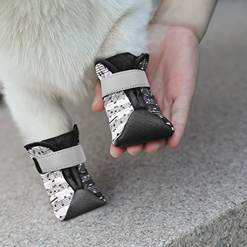 Binienty Hundeschuhe Musik Haustier Stiefel Pfotenschutz Anti-Rutsch Sohle Matte für Hartholzböden 4er Set Schwarz und Weiß von Binienty