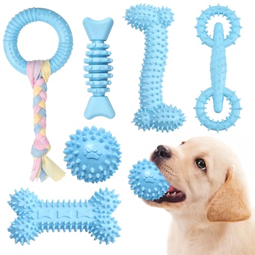 Bininl Kauspielzeug für Welpen, niedliches blaues kleines Hundespielzeug, Welpen-Hundespielzeug zum Zahnen, weich, langlebig, interaktives Kauspielzeug für kleine Hunde, 6 Stück Bininl Kauspielzeug für Welpen, niedliches blaues kleines Hundespielzeug, Welpen-Hundespielzeug zum Zahnen, weich, langlebig, interaktives Kauspielzeug für kleine Hunde, 6 Stück von Bininl