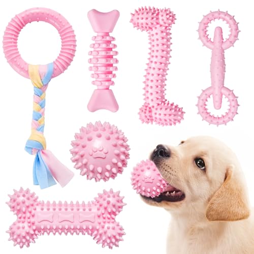 Bininl Kauspielzeug für Welpen, niedliches blaues kleines Hundespielzeug, Welpen-Hundespielzeug zum Zahnen, weich, langlebig, interaktives Kauspielzeug für kleine Hunde, Hellrosa, 6 Stück Bininl Kauspielzeug für Welpen, niedliches blaues kleines Hundespielzeug, Welpen-Hundespielzeug zum Zahnen, weich, langlebig, interaktives Kauspielzeug für kleine Hunde, Hellrosa, 6 Stück von Bininl