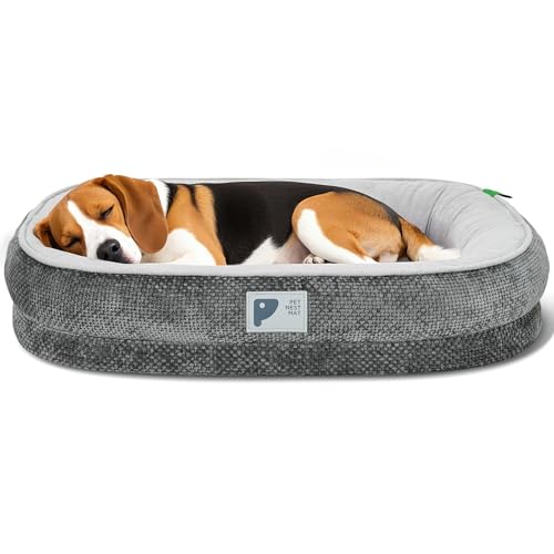 Hundebett, orthopädisches Bett mit abnehmbarem Bezug und rutschfester Unterseite, Couchbett mit vierseitiger Nackenrolle, Grau, Größe XL Hundebett, orthopädisches Bett mit abnehmbarem Bezug und rutschfester Unterseite, Couchbett mit vierseitiger Nackenrolle, Grau, Größe XL von Bininl