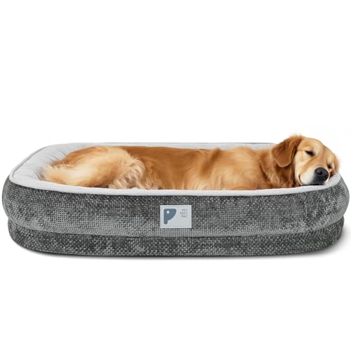 Hundebetten, orthopädisches Bett mit abnehmbarem Bezug und rutschfester Unterseite, Couchbett mit vierseitiger Nackenrolle, Grau, Größe XXL Hundebetten, orthopädisches Bett mit abnehmbarem Bezug und rutschfester Unterseite, Couchbett mit vierseitiger Nackenrolle, Grau, Größe XXL von Bininl
