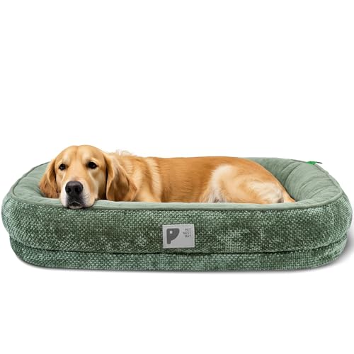 Hundebetten, orthopädisches Bett mit abnehmbarem Bezug und rutschfester Unterseite, Couchbett mit vierseitiger Nackenrolle, Grün, Größe XXL Hundebetten, orthopädisches Bett mit abnehmbarem Bezug und rutschfester Unterseite, Couchbett mit vierseitiger Nackenrolle, Grün, Größe XXL von Bininl