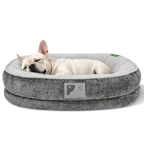 Hundebetten für kleine Hunde, orthopädisches Bett mit abnehmbarem Bezug und rutschfester Unterseite, Couchbett mit vierseitiger Nackenrolle, Grau, Größe L Hundebetten für kleine Hunde, orthopädisches Bett mit abnehmbarem Bezug und rutschfester Unterseite, Couchbett mit vierseitiger Nackenrolle, Grau, Größe L von Bininl