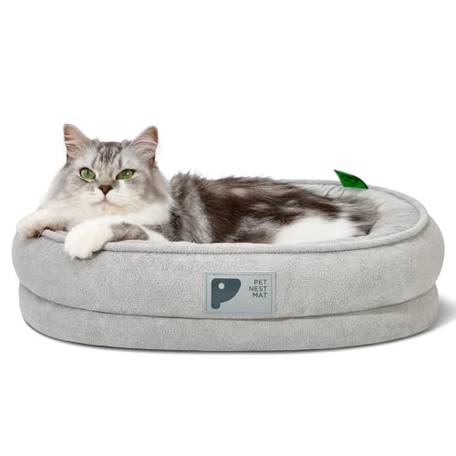 Orthopädisches Hundebett für Welpen, weiches Katzenbett für Hauskatzen, waschbar mit abnehmbarem Bezug und rutschfester Unterseite, Couchbett mit vierseitigem Grau, Größe M von Bininl