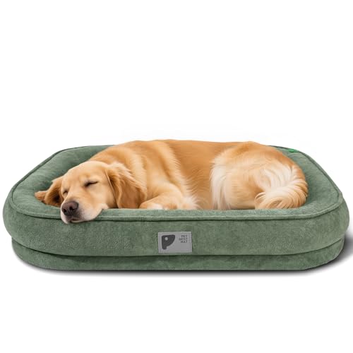 Orthopädisches Hundebett für große Hunde, waschbar, mit abnehmbarem Bezug und rutschfester Unterseite, Couchbett mit vierseitigen Kissen, Grün, Größe XXL Orthopädisches Hundebett für große Hunde, waschbar, mit abnehmbarem Bezug und rutschfester Unterseite, Couchbett mit vierseitigen Kissen, Grün, Größe XXL von Bininl