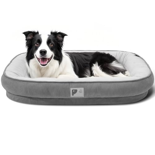 Orthopädisches Hundebett für große Hunde Schlafsofa mit Eierkiste, Schaumstoff, Hundecouch Bett mit Vierseitiger Nackenrolle, abnehmbarem Bezug & rutschfester Unterseite, Grau XXL Orthopädisches Hundebett für große Hunde Schlafsofa mit Eierkiste, Schaumstoff, Hundecouch Bett mit Vierseitiger Nackenrolle, abnehmbarem Bezug & rutschfester Unterseite, Grau XXL von Bininl