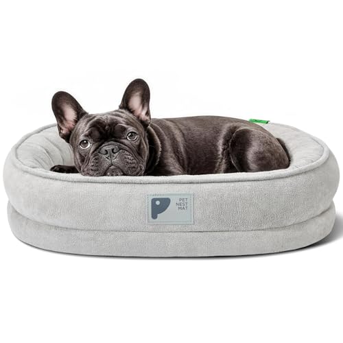 Orthopädisches Hundebett für kleine Hunde, waschbar, mit abnehmbarem Bezug und rutschfester Unterseite, Couchbett mit vierseitigen Kissen, Grau, Größe L Orthopädisches Hundebett für kleine Hunde, waschbar, mit abnehmbarem Bezug und rutschfester Unterseite, Couchbett mit vierseitigen Kissen, Grau, Größe L von Bininl