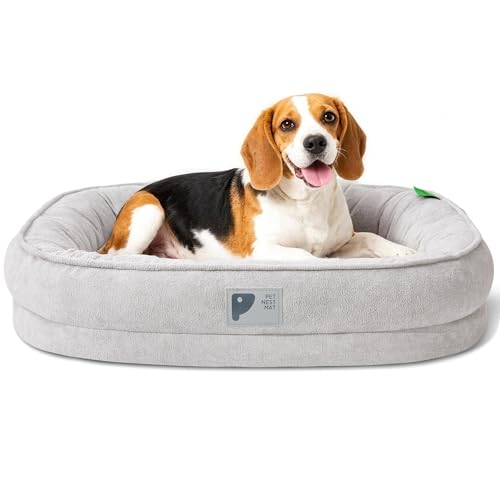 Orthopädisches Hundebett für mittelgroße Hunde, waschbar, mit abnehmbarem Bezug und rutschfester Unterseite, Couchbett mit vierseitigen Kissen, Grau, Größe XL Orthopädisches Hundebett für mittelgroße Hunde, waschbar, mit abnehmbarem Bezug und rutschfester Unterseite, Couchbett mit vierseitigen Kissen, Grau, Größe XL von Bininl