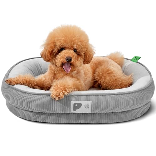 Orthopädisches kleines Hundebett, Hundesofa mit Eierkiste, Schaumstoff-Couch-Bett mit vierseitiger Nackenrolle, abnehmbarem Bezug & rutschfester Unterseite, Grau, L Orthopädisches kleines Hundebett, Hundesofa mit Eierkiste, Schaumstoff-Couch-Bett mit vierseitiger Nackenrolle, abnehmbarem Bezug & rutschfester Unterseite, Grau, L von Bininl