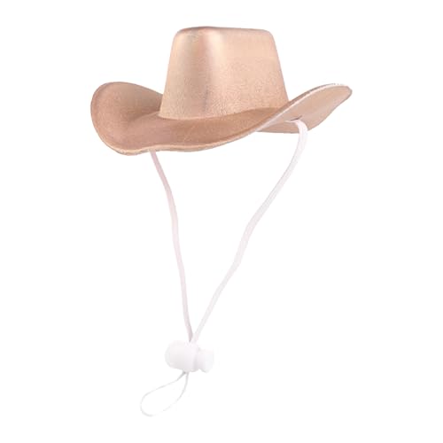 Biniveil Haustier-Cowboyhut, Cowboyhut für Hund | -Haustiermütze Kätzchenmütze - Cosplay Prop Welpenhüte, glänzender Welpen-Cowboyhut, Katzenkopfbedeckung, Western-Cowboy-Kostümzubehör von Biniveil