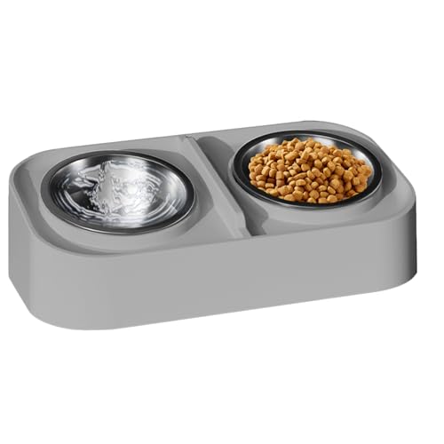 Biniveil Katzenfutter- Und Wassernapf-Set | 2 in 1 Napf für Katzen und Hunde,Hoher Anti-Verschütten Napf für Fütterung Trinken Wohnung Reise Stadt Moderne Haustier Zubehör Lösung von Biniveil