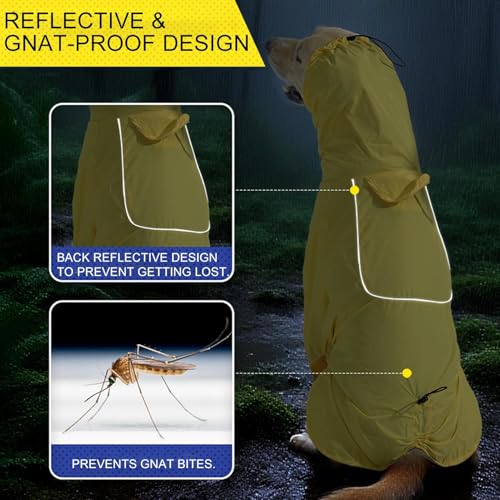 Biniveil Regenmantel Für Hunde | Reflektierende Regenjacke für Hunde mit Zugseilöffnung - Einstellbarer Poncho für Nachtsichtbarkeit in Größe Mittel Groß für Wanderungen und Regentag Spaziergänge von Biniveil