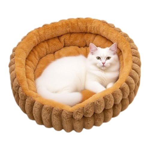 Biniveil Rundes Katzenbett - Donut Welpen Kätzchen Bett Für Hauskatzen,Plüsch Möbelmatte Wohlfühl Haustierzubehör Für Kitten Zuhause Wohnzimmer Schlafzimmer von Biniveil