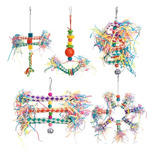 Biniveil Vogel Spielzeug Zum Zerfetzen | 5 Stück Kauspielzeug Für Vögel | Knabber- Und Kletterbedarf Für Agaporniden Nymphensittiche Aras Sittiche Biniveil Vogel Spielzeug Zum Zerfetzen | 5 Stück Kauspielzeug Für Vögel | Knabber- Und Kletterbedarf Für Agaporniden Nymphensittiche Aras Sittiche von Biniveil