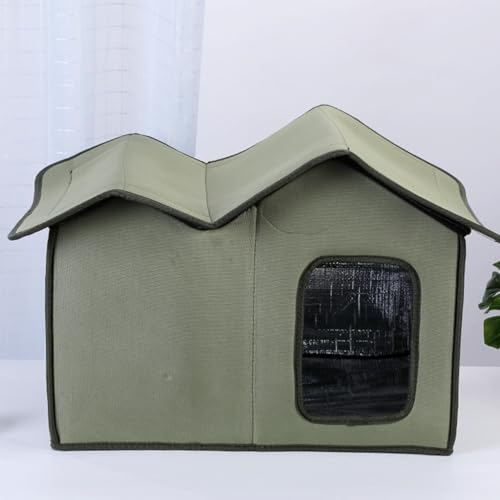 Isoliertes Katzenhaus | Isoliert wildes Katzenhaus | Haustierkühlhaus | Mit transparenter Tür | Abnehmbares Design, Wetterdicht | Für Yard Garage 33x50x38cm von Biniveil