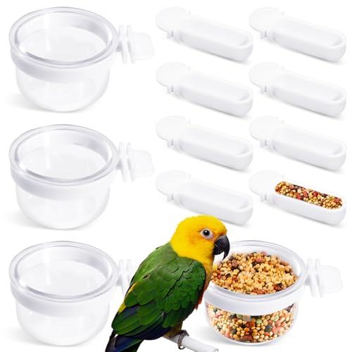 4 x abnehmbare transparente Schüssel für kleine Vögel mit 8 kleinen Futterbechern, für Papageien, Kunststoff, praktische hängende Futterbecher für Kanarienvögel, Finken, Papageien (transparent) 4 x abnehmbare transparente Schüssel für kleine Vögel mit 8 kleinen Futterbechern, für Papageien, Kunststoff, praktische hängende Futterbecher für Kanarienvögel, Finken, Papageien (transparent) von Binxus