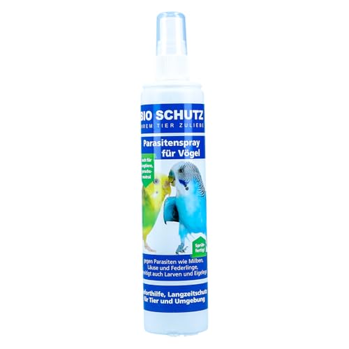 Bio Schutz Parasitenspray für Vögel 150ml Pumpspray - für Tier und Umgebung, gegen Flöhe, Zecken, Milben, Federlinge, Läuse von Bio Schutz