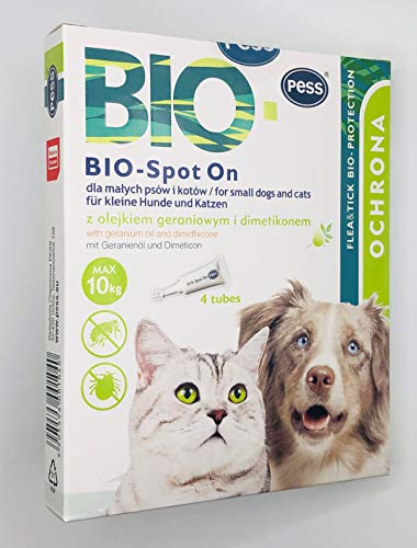 BIO-Spot On 4 Pipetten I Natürliches Mittel gegen Zecken und Flöhe I Zeckenschutz für Hunde und Katzen auf Biologischer Basis für kleine Hunde und Katzen von Bio Spot-On