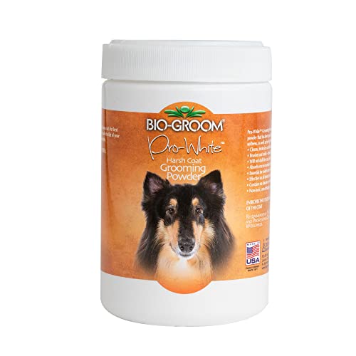 BIO-GROOM - Pro-White Pulver - Hundepflege - Hundetrockenshampoo - Absorbiert überschüssige Feuchtigkeit und Öl - Wirksam bei Rassen mit rauem Fell - 226 g von Bio-groom