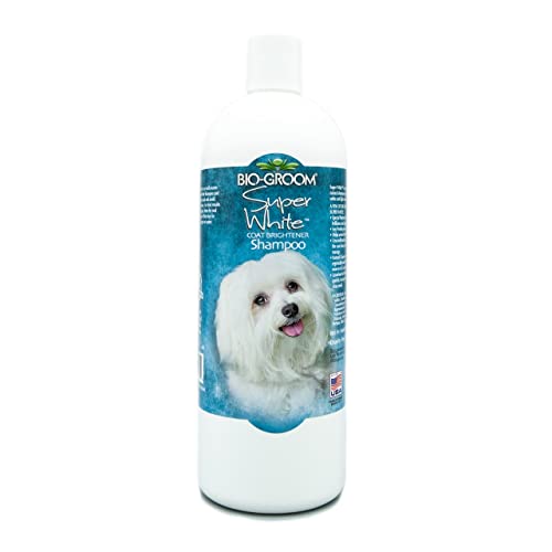 Bio-groom - Super White Hundeshampoo - Für weißes und helles Fell - Aufhellendes Shampoo - Bis zu 255 Hundewäschen - Verleiht dem Fell Glanz - Mit Sojaprotein - 946 ml von Bio-groom