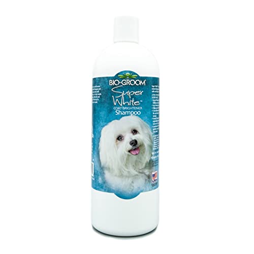 Bio-Groom - Super White Hundeshampoo - Für weißes und helles Fell - Aufhellendes Shampoo - Bis zu 255 Hundewäschen - Verleiht dem Fell Glanz - Mit Sojaprotein - 946 ml von Bio-groom