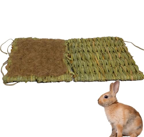 BioEcoLux Handgewebte Grasmatten für Kleintier, Tier-Kauspielzeug, Kaninchen-Bett, Natürliche Sicher und Essbar für Hamster, Kaninchen, Papageien, Meerschweinchen und Frettchen (29 x 23 cm) von BioEcoLux