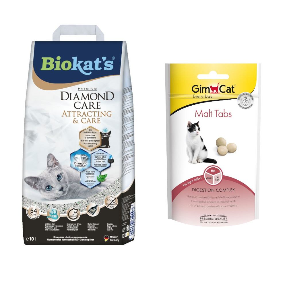 10 l Biokat's Diamond Care Katzenstreu + 40 g GimCat Malt Tabs gratis! - Attracting & Care 10 l Biokat's Diamond Care Katzenstreu + 40 g GimCat Malt Tabs gratis! - Attracting & Care von BioKat's