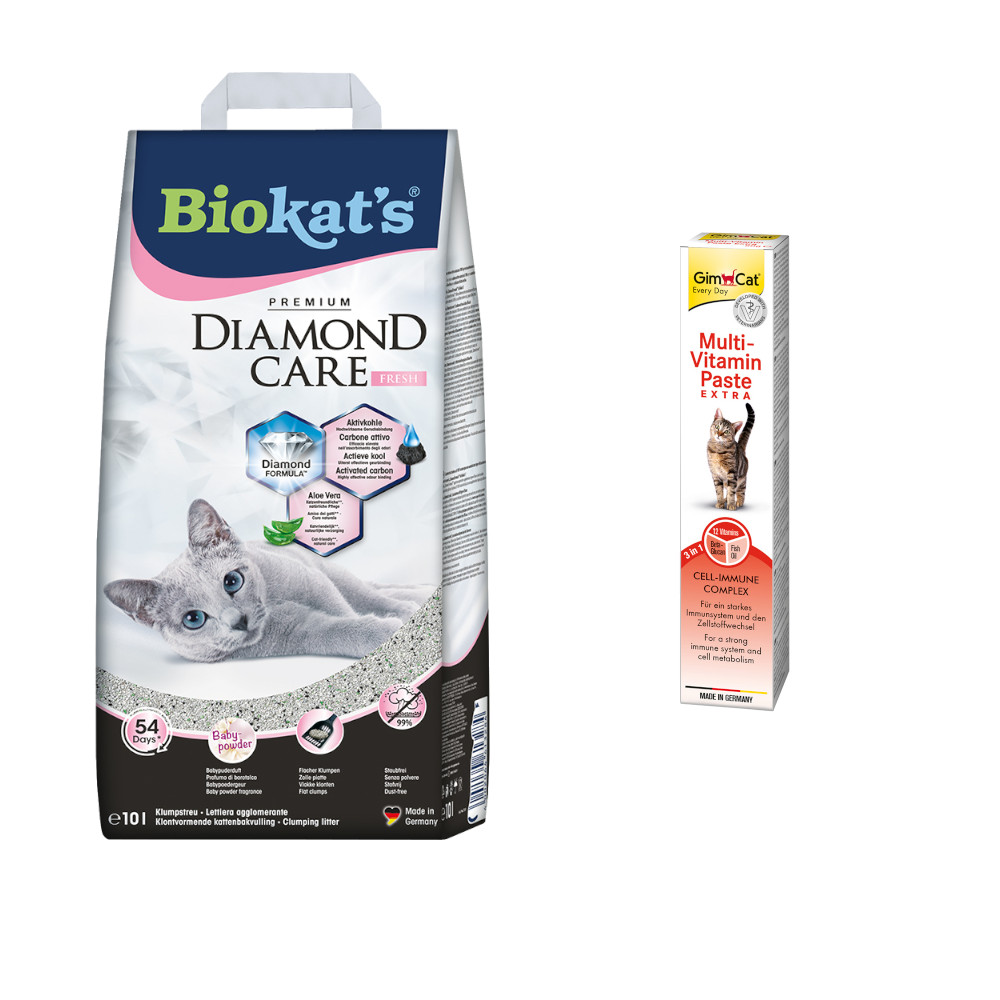 10 l Biokat´s Diamond Care Katzenstreu + 50 g GimCat Multi-Vitamin Paste Extra gratis! - Fresh 10 l Biokat´s Diamond Care Katzenstreu + 50 g GimCat Multi-Vitamin Paste Extra gratis! - Fresh von BioKat's