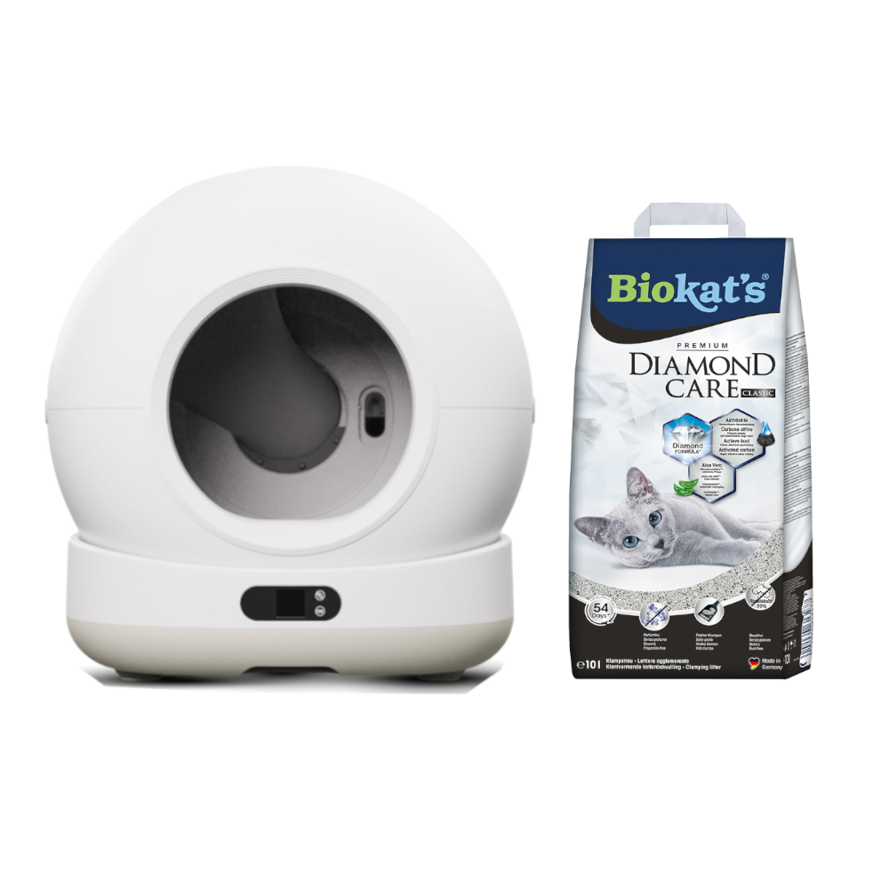 Biokat’s C1000 Automatisches Katzenklo + 10 l Diamond Care Classic Katzenstreu gratis! - weiß von BioKat's