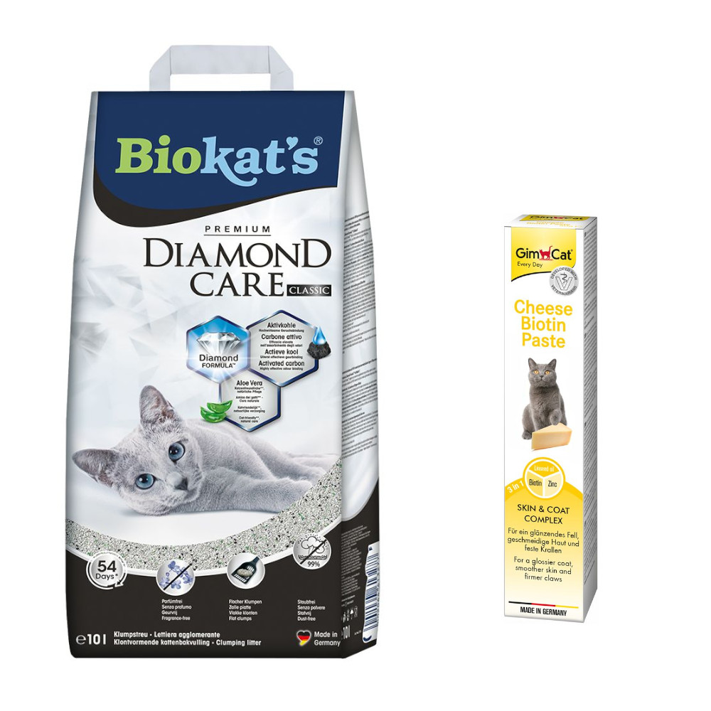 Biokat´s Diamond Care Katzenstreu + 50 g GimCat Cheese Biotin Paste gratis! - 10 l Classic Biokat´s Diamond Care Katzenstreu + 50 g GimCat Cheese Biotin Paste gratis! - 10 l Classic von BioKat's