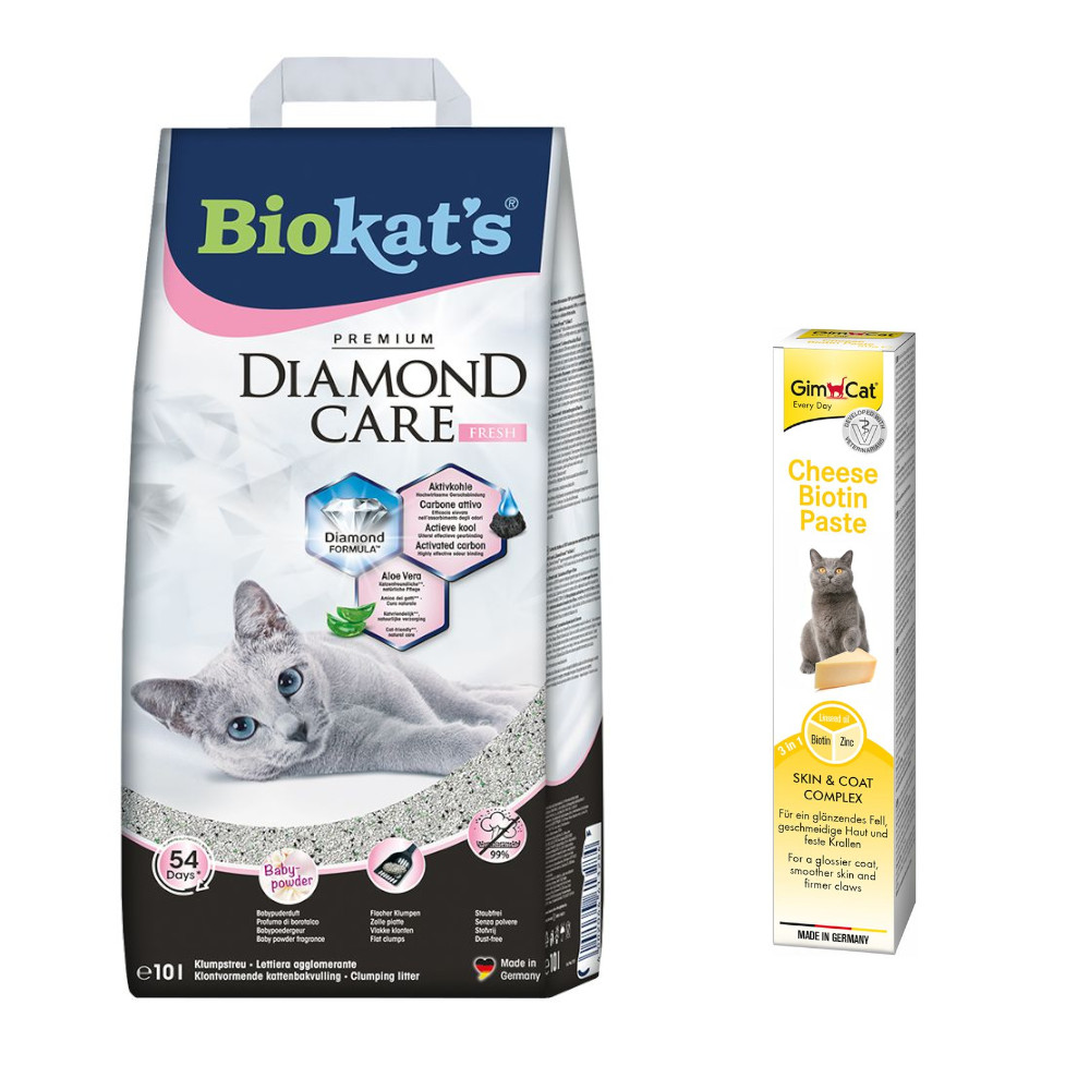 Biokat´s Diamond Care Katzenstreu + 50 g GimCat Cheese Biotin Paste gratis! - 10 l Fresh Biokat´s Diamond Care Katzenstreu + 50 g GimCat Cheese Biotin Paste gratis! - 10 l Fresh von BioKat's