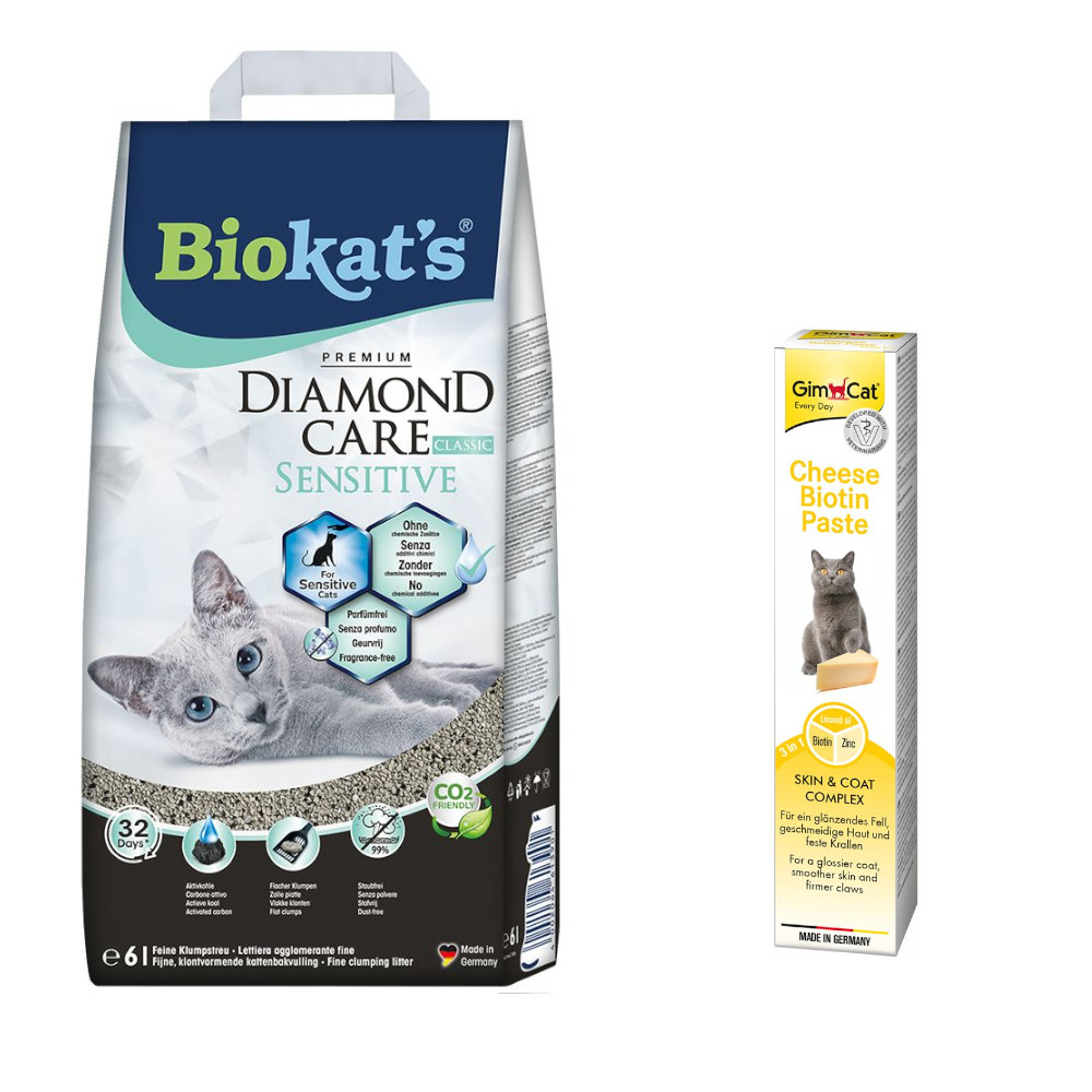 Biokat´s Diamond Care Katzenstreu + 50 g GimCat Cheese Biotin Paste gratis! - 6 l Sensitive Classic Biokat´s Diamond Care Katzenstreu + 50 g GimCat Cheese Biotin Paste gratis! - 6 l Sensitive Classic von BioKat's