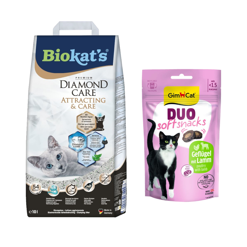 Biokat´s Diamond Care Katzenstreu + 50 g GimCat Duo Soft Snack Lamm & Geflügel gratis! - Attracting & Care 10 l Biokat´s Diamond Care Katzenstreu + 50 g GimCat Duo Soft Snack Lamm & Geflügel gratis! - Attracting & Care 10 l von BioKat's