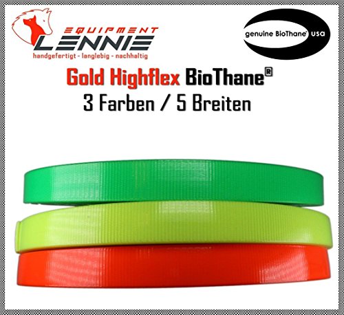 BioThane® Meterware, Gold High Flex, 9-25 mm breit, ca. 2,0 mm dick, 2 Farben, 19mm, Neon-Orange von BioThane®