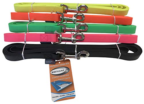 BioThane® Schleppleine genäht, 3m/19mm, mit Handschlaufe, Neonorange von BioThane