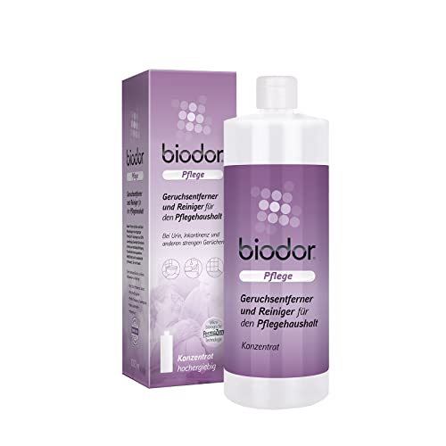 Biodor Pflege Konzentrat 1L, Geruchsentferner & Reiniger, Enzymreiniger für den Pflegehaushalt, Geruchsneutralisierer bei Urin, Inkontinenz und anderen strengen Gerüchen, zuverlässige Reinigung von Biodor