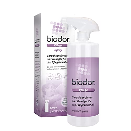 Biodor Pflege Spray 750ml, Geruchsentferner & Reiniger, Enzymreiniger für den Pflegehaushalt, Geruchsneutralisierer bei Urin, Inkontinenz & anderen strengen Gerüchen, zuverlässige Reinigung von Biodor