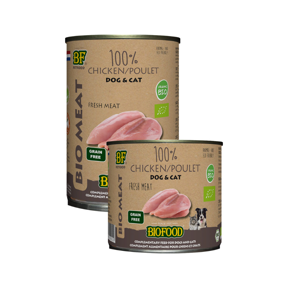 Biofood Organic 100% Huhn - Hund & Katze - 12 x 200 g von Biofood