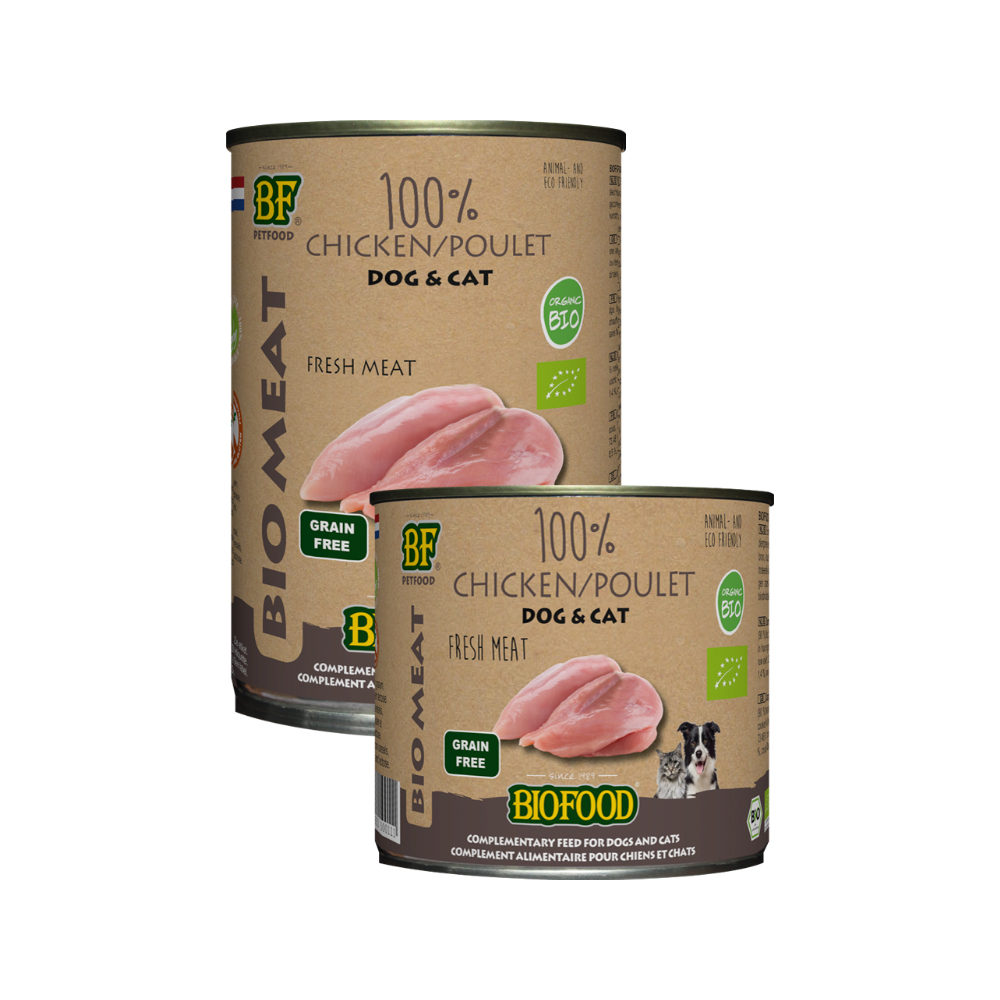 Biofood Organic 100% Huhn - Hund & Katze - 12 x 400 g von Biofood