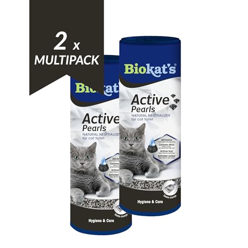 Biokat's Active Pearls - Streuzusatz mit Aktivkohle verbessert Geruchsbindung und Saugfähigkeit der Katzenstreu - 1 Dose (1 x 700 ml) (Packung mit 2) von Biokat's