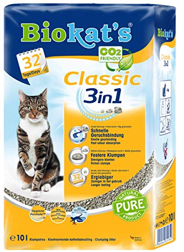 Biokat's Classic 3in1 ohne Duft - Klumpende Katzenstreu mit 3 unterschiedlichen Korngrößen - 1 Sack (1 x 10 L) von Biokat's